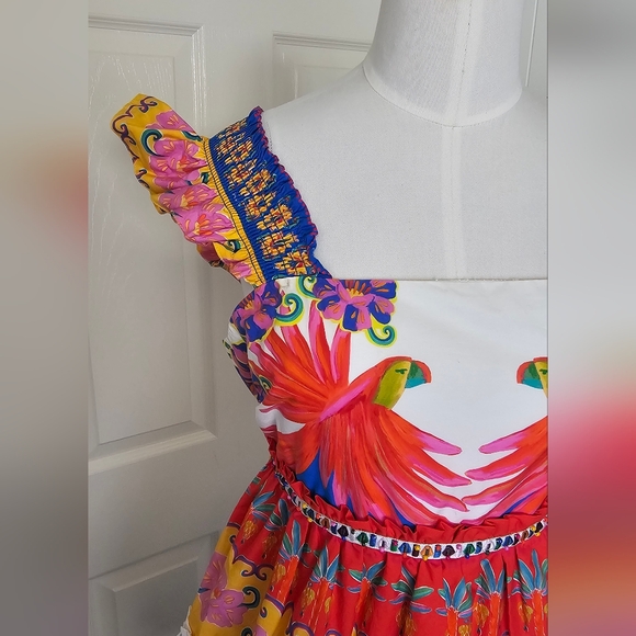 New FARM RioVivid Garden Off White Mini Dress Size S - Picture 3 of 11